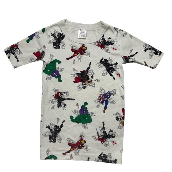 HANNA ANDERSSON x MARVEL Superhero Stars Pajama Top Sz 6-7 120 Kids Short Sleeve - Picture 1 of 3